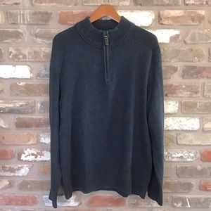 EDDIE BAUER Men’s Navy Blue Marled 1/4 Zip Pullover Sweater TXL